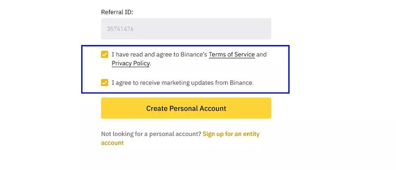 Binance Terms of Service and Privacy Policy