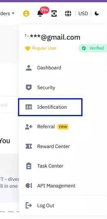 verification profile on Binance